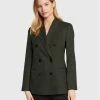 Sisley Γυναίκες Σακάκια & Μπλέιζερ Μπλέιζερ 2J5GLW00H Πράσινο Regular Fit