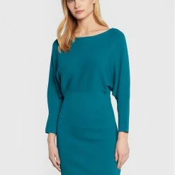 Sisley Γυναίκες Πλεκτά Φορέματα Φόρεμα υφασμάτινο 11APMV004 Μπλε Regular Fit