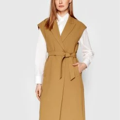 Sisley Γυναίκες Γιλέκα Γιλέκο 2BFQLN004 Καφέ Regular Fit