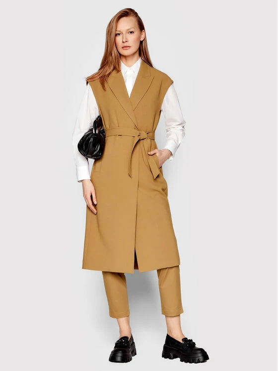 Sisley Γυναίκες Γιλέκα Γιλέκο 2BFQLN004 Καφέ Regular Fit 4 Sisley Γυναίκες Γιλέκα Γιλέκο 2BFQLN004 Καφέ Regular Fit - Image 2