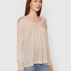Sisley Γυναίκες Μπλουζάκια Μπλουζάκι 107EM4005 Μπεζ Loose Fit