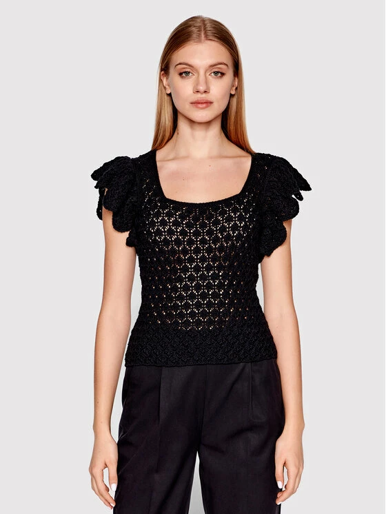 Sisley Γυναίκες Πουλόβερ 101TM100A Μαύρο Regular Fit 3 Sisley Γυναίκες Πουλόβερ 101TM100A Μαύρο Regular Fit