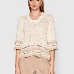 Sisley Γυναίκες Πουλόβερ 103AL100B Μπεζ Regular Fit