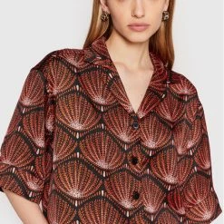 Sisley Γυναίκες Casual Πουκάμισα Πουκάμισο 5D9NLQ01E Κόκκινο Relaxed Fit -Sisley Εκπτώσεις unnamed file 1243