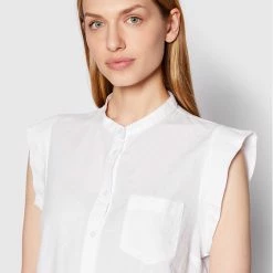 Sisley Γυναίκες Casual Πουκάμισα Πουκάμισο 5QFPLQ00Y Λευκό Loose Fit -Sisley Εκπτώσεις unnamed file 1248