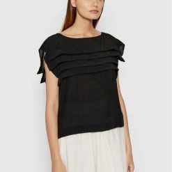 Sisley Γυναίκες Μπλουζάκια Μπλουζάκι 52C7LQ01B Μαύρο Relaxed Fit