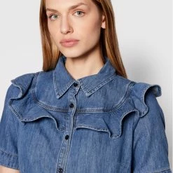 Sisley Γυναίκες Casual Πουκάμισα Τζιν πουκάμισο 53Z3LQ00T Μπλε Regular Fit -Sisley Εκπτώσεις unnamed file 1303