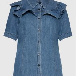 Sisley Γυναίκες Casual Πουκάμισα Τζιν πουκάμισο 53Z3LQ00T Μπλε Regular Fit -Sisley Εκπτώσεις unnamed file 1304