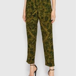 Sisley Γυναίκες Υφασμάτινα Παντελόνια Παντελόνι υφασμάτινο 4PYXLF016 Πράσινο Regular Fit