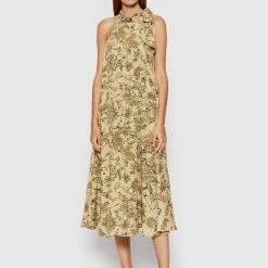 Sisley Γυναίκες Καλοκαιρινά Φορέματα Φόρεμα καλοκαιρινό 4PYXLV01G Πράσινο Relaxed Fit