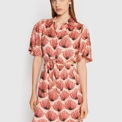 Sisley Γυναίκες Φορέματα σε Στυλ Πουκάμισο & Σεμιζιέ Φόρεμα πουκάμισο 4D9NLV01A Κόκκινο Regular Fit