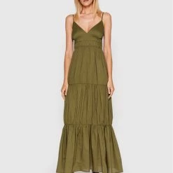 Sisley Γυναίκες Καλοκαιρινά Φορέματα Φόρεμα καλοκαιρινό 4HO1LV00W Πράσινο Regular Fit