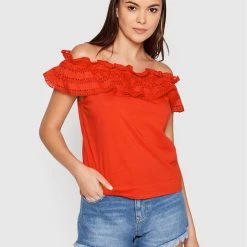 Sisley Γυναίκες Μπλουζάκια Μπλουζάκι 3KQWL100F Κόκκινο Regular Fit