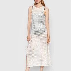 Sisley Γυναίκες Ρούχα Παραλίας Φόρεμα παραλίας 3HTALH009 Λευκό Regular Fit