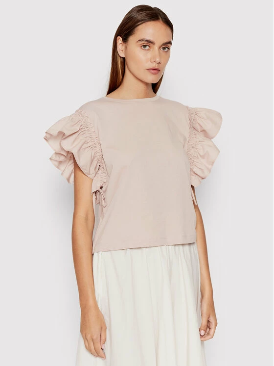 Sisley Γυναίκες Μπλουζάκια Μπλουζάκι 3AIRL101P Ροζ Boxy Fit 3 Sisley Γυναίκες Μπλουζάκια Μπλουζάκι 3AIRL101P Ροζ Boxy Fit