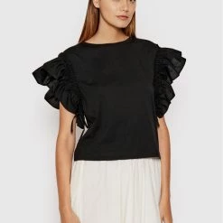 Sisley Γυναίκες Μπλουζάκια Μπλουζάκι 3AIRL101P Μαύρο Boxy Fit