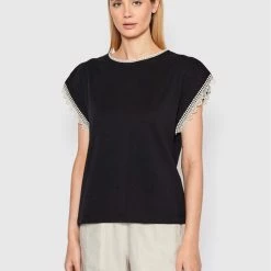 Sisley Γυναίκες Μπλουζάκια Μπλουζάκι 3AIRL101N Μαύρο Regular Fit