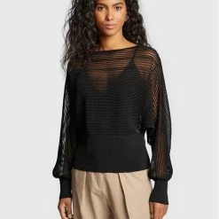 Sisley Γυναίκες Πουλόβερ 11APM1018 Μαύρο Relaxed Fit