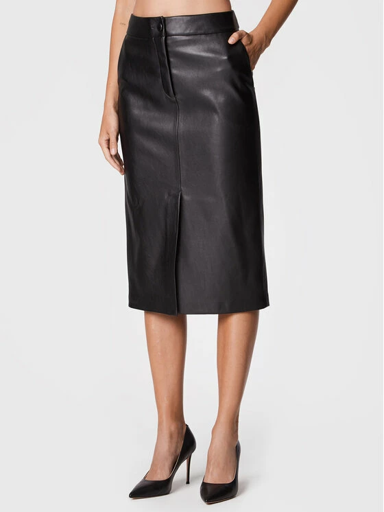 Sisley Γυναίκες Midi Φούστα από απομίμηση δέρματος 4YMKL000M Μαύρο Regular Fit 3 Sisley Γυναίκες Midi Φούστα από απομίμηση δέρματος 4YMKL000M Μαύρο Regular Fit