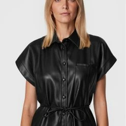 Sisley Γυναίκες Φορέματα σε Στυλ Πουκάμισο & Σεμιζιέ Φόρεμα από απομίμηση δέρματος 4MTMLV01Q Μαύρο Regular Fit -Sisley Εκπτώσεις unnamed file 277