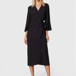 Sisley Γυναίκες Φορέματα σε Στυλ Πουκάμισο & Σεμιζιέ Φόρεμα πουκάμισο 4B5FLV01Y Μαύρο Regular Fit