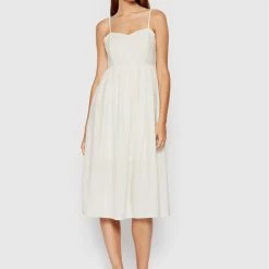 Sisley Γυναίκες Καλοκαιρινά Φορέματα Φόρεμα καλοκαιρινό 4XYWLV012 Λευκό Regular Fit