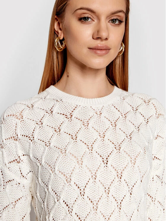 Sisley Γυναίκες Πουλόβερ 101TM1009 Λευκό Boxy Fit 6 Sisley Γυναίκες Πουλόβερ 101TM1009 Λευκό Boxy Fit - Image 4