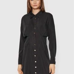 Sisley Γυναίκες Φορέματα σε Στυλ Πουκάμισο & Σεμιζιέ Φόρεμα πουκάμισο 48T8LV00M Μαύρο Regular Fit