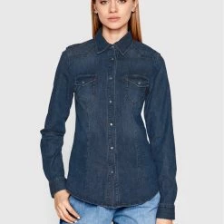 Sisley Γυναίκες Casual Πουκάμισα Τζιν πουκάμισο 52TP5QF66 Μπλε Regular Fit