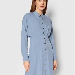 Sisley Γυναίκες Φορέματα σε Στυλ Πουκάμισο & Σεμιζιέ Φόρεμα πουκάμισο 48T8LV00M Μπλε Regular Fit