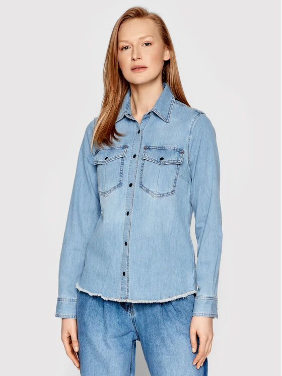 Sisley Γυναίκες Casual Πουκάμισα Πουκάμισο 52TPLQ00Q Μπλε Regular Fit 3 Sisley Γυναίκες Casual Πουκάμισα Πουκάμισο 52TPLQ00Q Μπλε Regular Fit