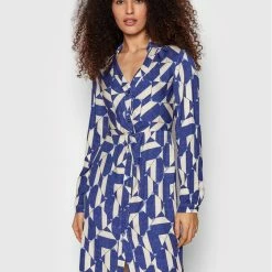 Sisley Γυναίκες Φορέματα σε Στυλ Πουκάμισο & Σεμιζιέ Φόρεμα πουκάμισο 4OIJLV00B Μπλε Regular Fit