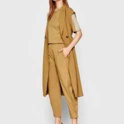 Sisley Γυναίκες Υφασμάτινα Παντελόνια Παντελόνι υφασμάτινο 4FETLF00B Καφέ Relaxed Fit -Sisley Εκπτώσεις unnamed file 578