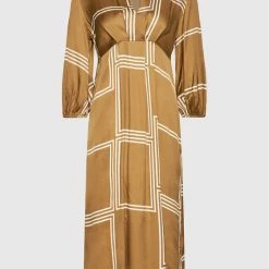 Sisley Γυναίκες Καθημερινά Φορέματα Φόρεμα καθημερινό 4F0SLV00J Καφέ Relaxed Fit -Sisley Εκπτώσεις unnamed file 617