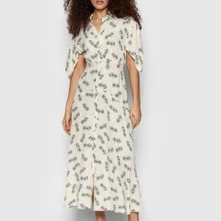 Sisley Γυναίκες Φορέματα σε Στυλ Πουκάμισο & Σεμιζιέ Φόρεμα πουκάμισο 4JDHLV00C Μπεζ Regular Fit