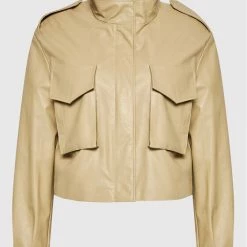 Sisley Γυναίκες Δερμάτινα Μπουφάν Μπουφάν από απομίμηση δέρματος 28WPLN00A Μπεζ Regular Fit -Sisley Εκπτώσεις unnamed file 736