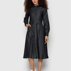 Sisley Γυναίκες Φορέματα σε Στυλ Πουκάμισο & Σεμιζιέ Φόρεμα τζιν 4FU6LV00N Γκρι Regular Fit