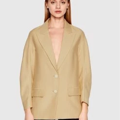 Sisley Γυναίκες Σακάκια & Μπλέιζερ Μπλέιζερ 266SLW006 Μπεζ Regular Fit