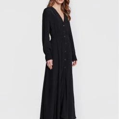 Sisley Γυναίκες Φορέματα σε Στυλ Πουκάμισο & Σεμιζιέ Φόρεμα πουκάμισο 4B5FLV01P Μαύρο Regular Fit