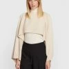 Sisley Γυναίκες Πουλόβερ Πόντσο 122HMU003 Μπεζ