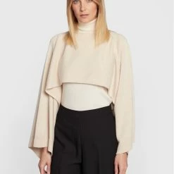 Sisley Γυναίκες Πουλόβερ Πόντσο 122HMU003 Μπεζ
