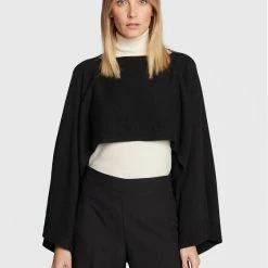 Sisley Γυναίκες Πουλόβερ Πόντσο 122HMU003 Μαύρο