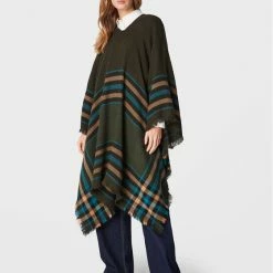 Sisley Γυναίκες Ζακέτες Πόντσο 600RWU00X Χακί Regular Fit